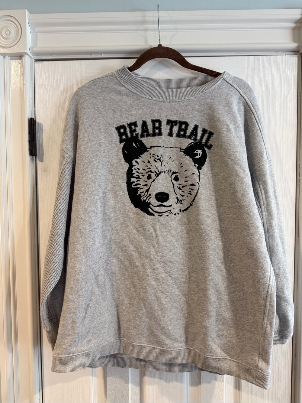 aerie Gray Crewneck Sweatshirt with Bear Trail Graphic